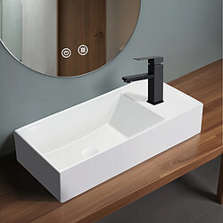 NETTLIFE Lavabo de salle de bain à poser, petit lavabo carré en céramique, 40 cm