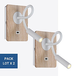 Barcelona LED Lot de 2 - Applique liseuse flexible avec port USB "LONDON USB"