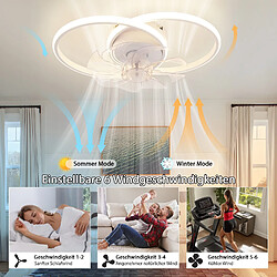 Ventilateur de plafond LED NETTLIFE avec éclairage 36 W silencieux avec télécommande 3 températures de couleur 6 vitesses Blanc
