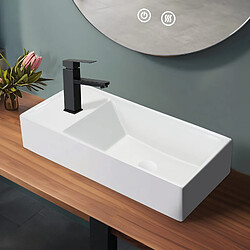 NETTLIFE Lavabo de salle de bain à poser, petit lavabo carré en céramique, 40 cm
