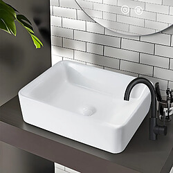 Lavabo de salle de bain NETTLIFE, vasque à poser carrée en céramique effet lotus