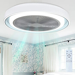 NETTLIFE Ventilateur de plafond avec éclairage LED et télécommande - Lampe plafonnier moderne, silencieux, dimmable, 5 pales lumineuses