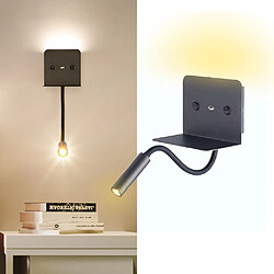 Barcelona LED Applique murale + liseuse led "Slange" 3W + 6W avec port usb