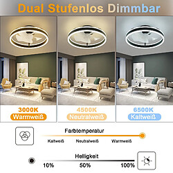 Ventilateur de plafond NETTLIFE avec éclairage 34 W 40 cm silencieux variable 3 températures de couleur et 6 vitesses avec télécommande