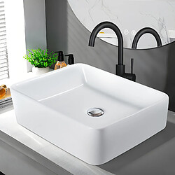 Lavabo NETTLIFE vasque à poser en céramique - vasque à poser carrée blanche