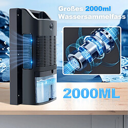 Nettlife Déshumidificateur 2000 ml avec télécommande, minuterie 24 h, nettoyage UV et mode veille (noir)