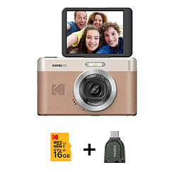 Kodak Pixpro C1 - Appareil photo numérique, avec carte micro SD 16 Go et lecteur de carte TF - Marron