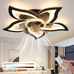 Ventilateur de plafond LED NETTLIFE avec éclairage 48 W Noir Silencieux Télécommande Intensité variable 3 températures de couleur Minuterie 6 vitesses