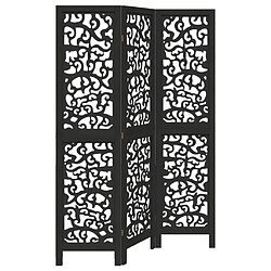 Decoshop26 Paravent séparateur de pièce cloison 3 panneaux en bois de paulownia noir DEC030810