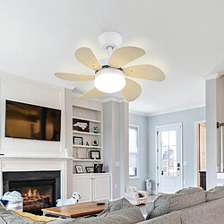 NETTLIFE Ventilateur de plafond avec lumière, télécommande, silencieux, avec minuterie, 6 pales, pour chambre à coucher