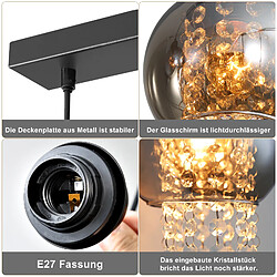 NETTLIFE Lampe Suspendue Pour Table à Manger En Cristal Noir E27 Lampe Suspendue Moderne Pour Salon