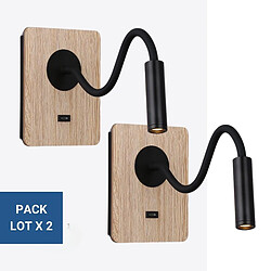 Barcelona LED Lot de 2 - Applique liseuse flexible "LONDON" - Puce CREE - 3W -