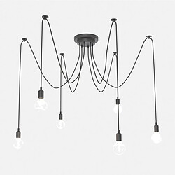 Barcelona LED Suspension noire "Lumière" pour 6 ampoules E27 – Style vintage