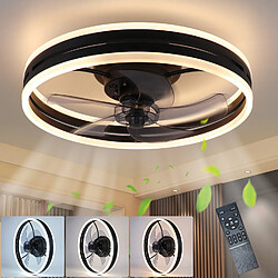 NETTLIFE Ventilateur de plafond avec éclairage LED et télécommande - Silencieux, lampe plafonnier dimmable avec ventilateur, minuterie