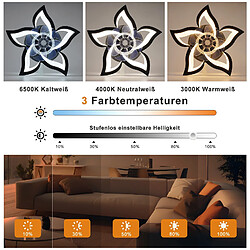 Ventilateur de plafond LED NETTLIFE avec éclairage 48 W Noir Silencieux Télécommande Intensité variable 3 températures de couleur Minuterie 6 vitesses pas cher