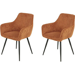 Homy France Lot De 2 Chaises Colorado Assise Velours Côtelé Terracotta Et Pieds Métal