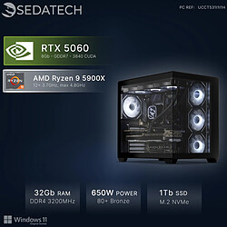 Sedatech PC Gamer Maxi Vision • AMD Ryzen 9 5900X • RTX5060 • 32Go RAM • 1To SSD M.2 • Windows 11