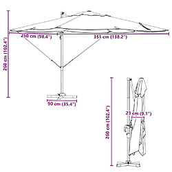 vidaXL Parasol Vert 351 x 250 x 260 cm Polyester et Aluminium pas cher