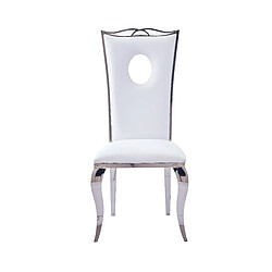 Homy France Lot de 4 Chaises baroque ROYAL Chrome Simili BLANC