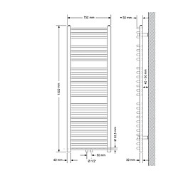 LuxeBath ECD Sahara 750x1500 mm Anthracite Courbé Central Thermostat Angle