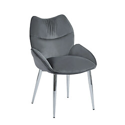 Homy France Lot de 2 Chaises en velours Anthracite LOHA pied métal Chrome