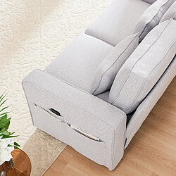 Okwish Canapé droit 4 places en lin - Blanc pas cher