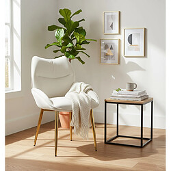 Homy France Lot de 2 chaises en velours Beige LOHA pied métal Gold