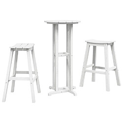 vidaXL Ensemble de bar de jardin 3 pcs Blanc HDPE