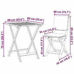 vidaXL Ensemble bistrot 3 pcs Huile Naturelle Bois d'Acacia Massif pas cher