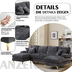 OKWISH Canapé 4 places Canapé gris en chenille avec 2 sièges inclinables, pour salon, chambre, bureau, appartement, villa, salon pas cher