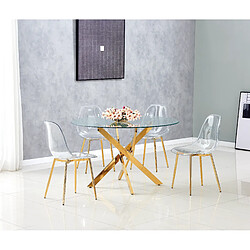 Homy France Lot de 4 chaises scandinave transparentes en PVC pieds Gold pas cher