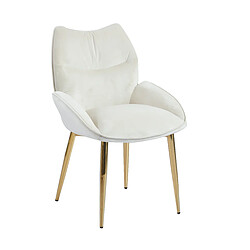 Homy France Lot de 2 chaises en velours Beige LOHA pied métal Gold