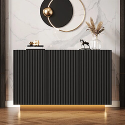 Roomfitters Buffet noir 120 cm, style marbre, éclairage intégré, lignes verticales décoratives, Noir