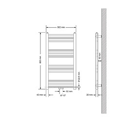 LuxeBath ECD Sahara 500x800 mm Blanc Droit Central Thermostat Universel
