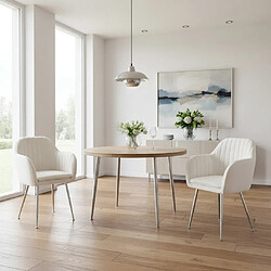 Homy France Lot de 2 chaises Chic KANVAS en velours blanc doudou pieds Chromés