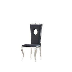 Homy France Lot de 4 Chaises baroque ROYAL Chrome Simili NOIR