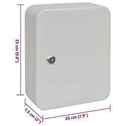 vidaXL Boîte à clés avec verrouillage Ivoire 20 x 7,5 x 25 cm Acier pas cher
