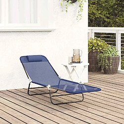 Avis vidaXL Chaise longue pliante Bleu marine 182 x 55 x 85,5 cm Textilène