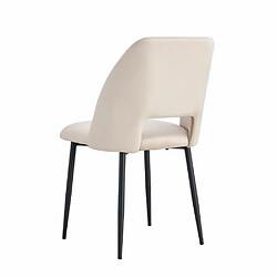 Homy France Lot de 4 chaises AVA Métal noir Velours - Beige