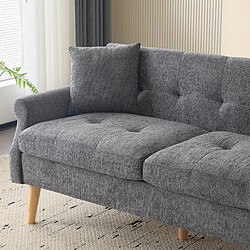 Okwish Canapé droit 2 places - Gris pas cher