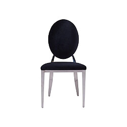 Homy France Lot 4 Chaises Salle à Manger Médaillon Velours Noir Pieds Chrome 50x52x108cm