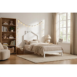 Avis Homy France Lit enfant cabane métal blanc 90x190 cm avec sommier MONTEIRO