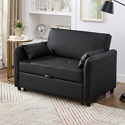 Avis OKWISH Canapé convertible, canapé 2 places avec dossier réglable en 3 positions, poches d'accoudoirs, pieds en plastique, en PU hydrofuge, noir