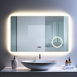 Miroir LED antibuée 100x60 avec zone grossissante X3 température de couleur réglable SANILAND
