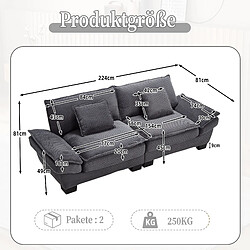 Acheter Okwish Canapé droit 2 places - Gris foncé