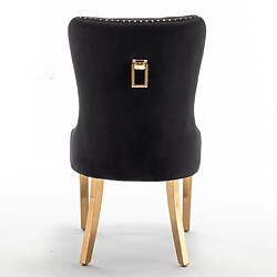 Avis Homy France Lot 2 Chaises Salle à Manger Velours Noir Cloutées Pieds Gold POIGNÉE