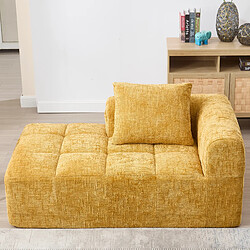 OKWISH Canapé 1 place, canapé droit rembourré avec poches pour accoudoirs, sans assemblage, tissu chenille, jaune