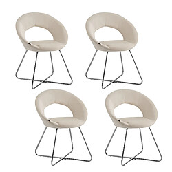 Homy France Lot De 4 Chaises Bubble Chrome Velours Ecru