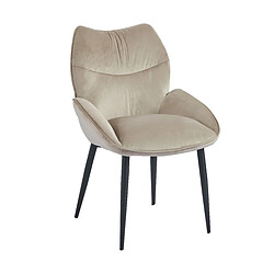 Homy France Lot de 2 chaises en velours Taupe LOHA pied métal noir