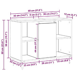 vidaXL Cabinet de salle de bain Noir 80 x 33 x 60 cm Bois d'ingénierie pas cher